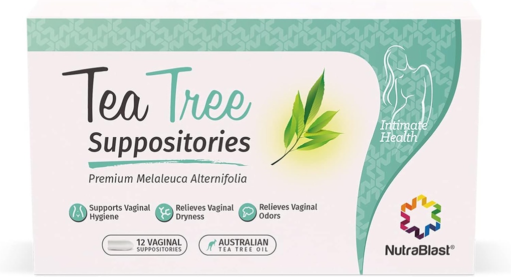 NutraBlast Tea Tree Oil Suppositories (12 Conde) ← All Natural Intimate Deodorant for Women ← Restore Feminine Balance Silencio Made in USA