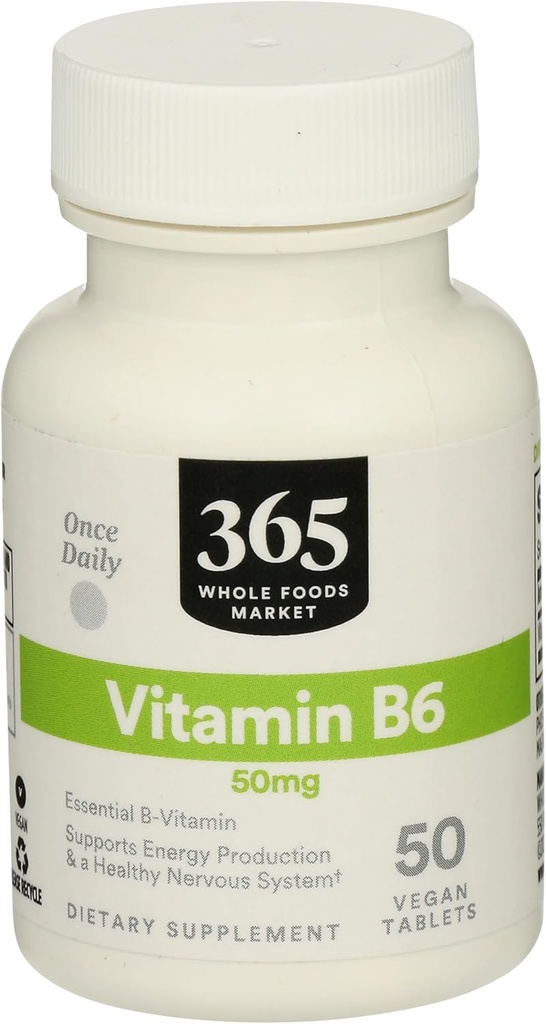 365 por mercado entero de alimentos, vitamina B6 50 mg, 50 cuentan