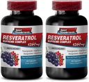 Resveratrol Supreme 1200mg Maximum Strength Plus 1200 Red Wine Supplements, resveratrol Supplement red Wine, resveratrol antioxidant, Red Wine Extract with resveratrol, red Wine Grape Seed 2 Bottles