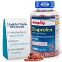 Lágrimas de hora, INC. Ibuprofeno a tiempo 200mg 1000 Tabletas - Tablas de alivio de dolor y reducción de fiebre - para el alivio de dolor de cabeza, dolor menstrual, dolores de dientes, músculo, dolor de artritis