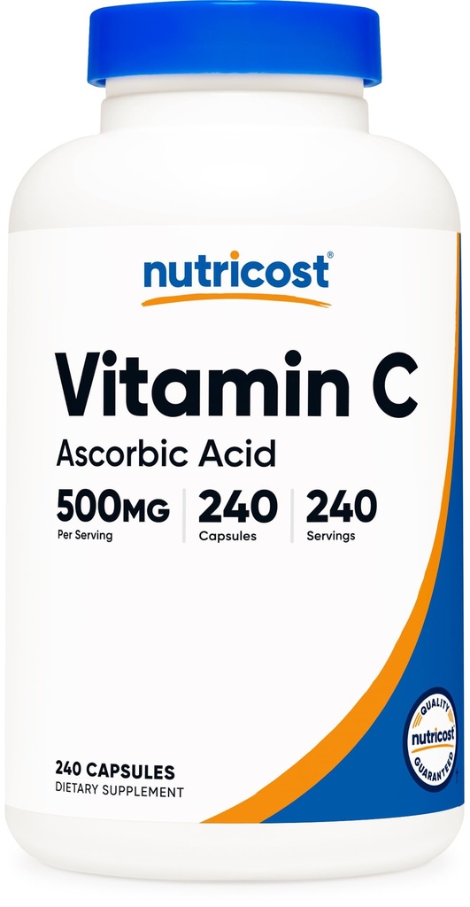 Nutricost Vitamina C 500mg, 240 cápsulas, vegetariano, libre de gluten