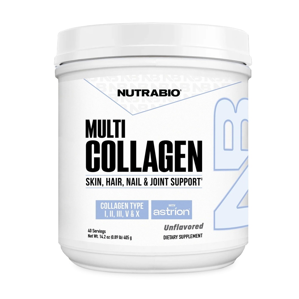 NutraBio Multi Collagen Powder- Hidrolyzed Collagen Peptides para el cabello de alambrado " Esquí- Grass-Fed- Collagen Powder para Mujeres y Hombres- 40 Servimientos
