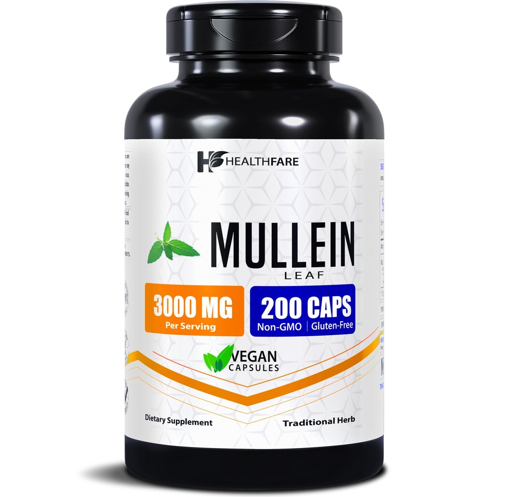 Saludfare Mullein Leaf Extract 3000mg ← 200 Vegan Capsules ← Extra Strength Herbal Supplement ← Soporta Wellness &amp; Balance ← Non-GMO, Gluten-Free Ø Made in USA