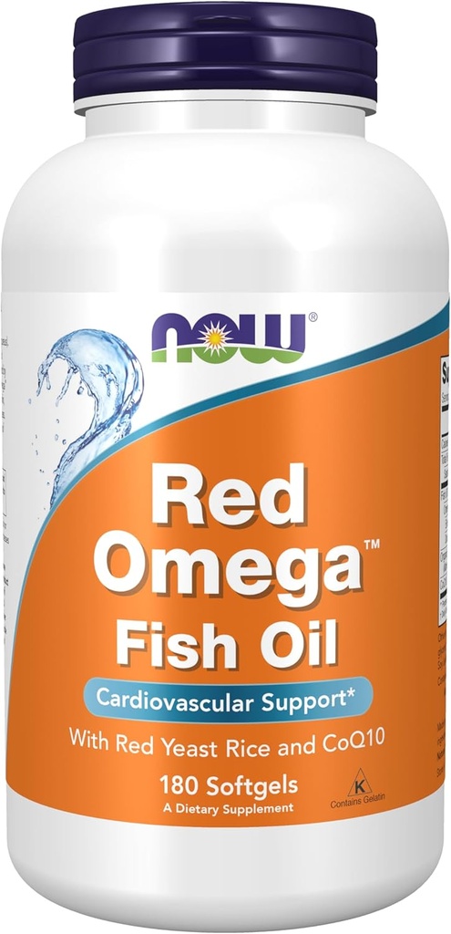 AHORA Suplementos de alimentos, Omega rojoTM con aceite de pescado CoQ10 30 mg y Omega-3, soporte cardiovascular*, 180 Softgels