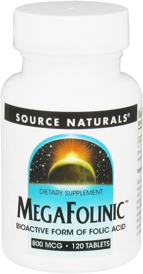 Fuente Naturales MegaFolinic 800mcg Bioactive Folic Acid, Brain & Cell Health - 120 Tablets