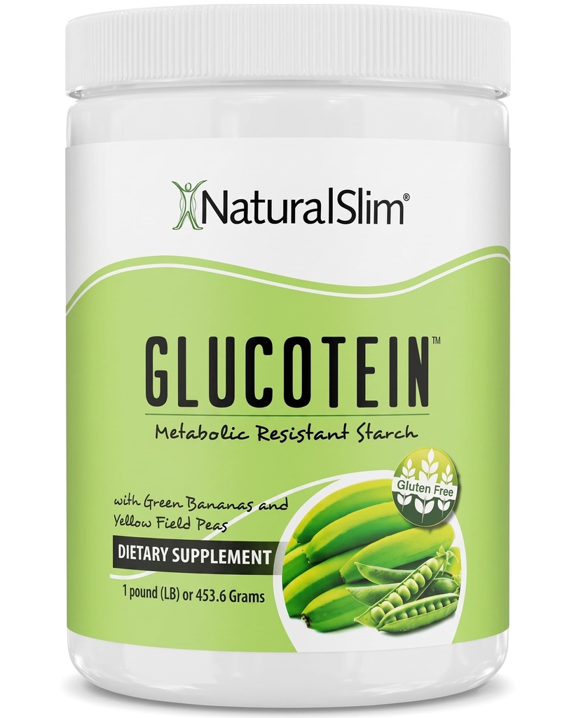NaturalSlim Prebiotic Resistant Starch Supplement with Green Banana Flour Organic &amp; Pea Starch Blend Glucotein Powder - Non-GMO &amp; Gluten Gratis - 16 Servings