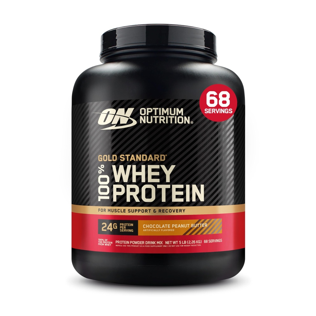Optimum Nutrition Gold Standard 100% Whey Protein Powder, Chocolate Peanut Butter, 5 libras (Packaging May Vary)