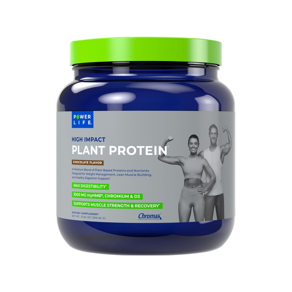 POWERLIFE Planta de alto impacto Polvo Proteína con 3000 MG de HMB, Planta-Basada, No Sugar Añadido, Vegan, Keto Friendly, Non-GMO (Chocolate - Nueva Fórmula)
