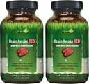 Irwin Naturals Brain Awake RED con Nitric Oxide Booster - 60 Liquid Soft-Gels, Pack de 2 - Asistencia Brain Health & Optimize Performance - 40 Total Servings