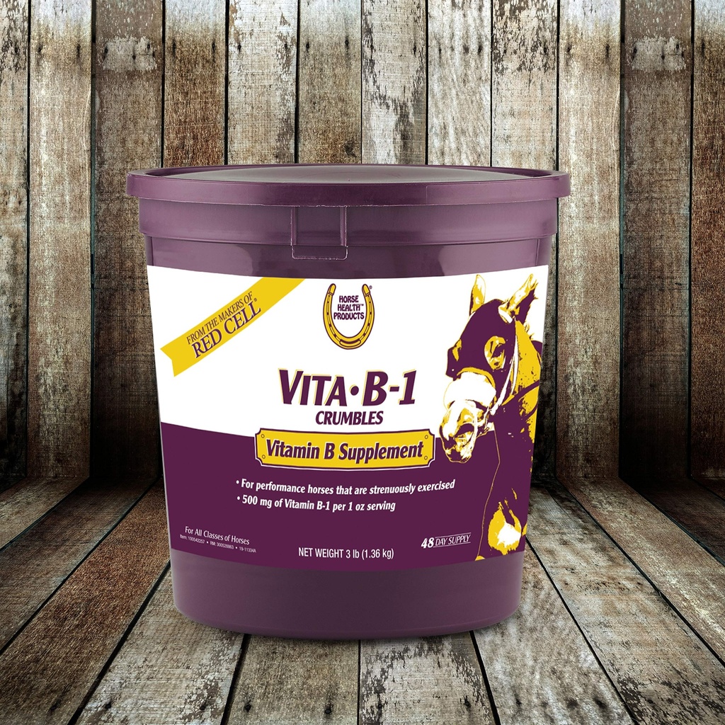 Farnam Horse Health Vita B-1 Crumbles Suplemento para Caballos, soporta la actividad muscular óptima y el metabolismo para el rendimiento, 3 libras, 48 días de suministro