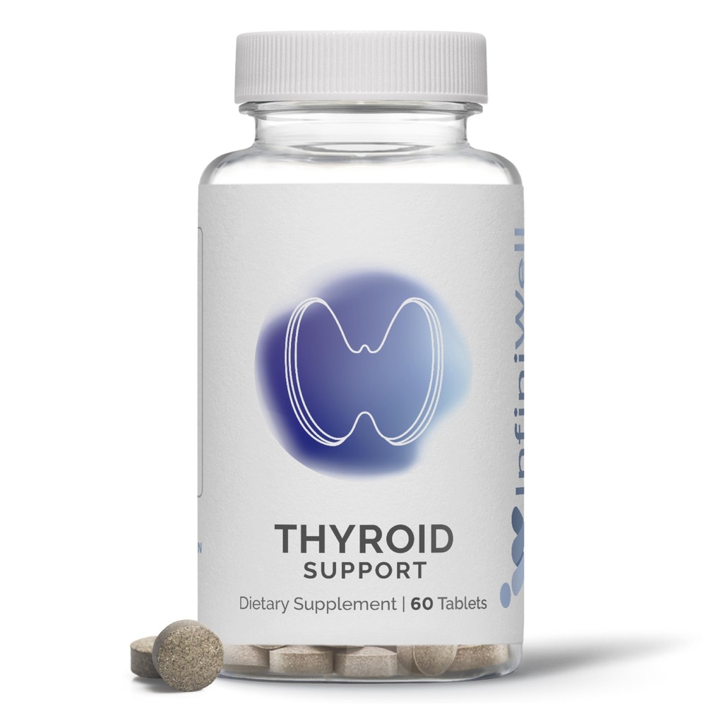 Complejo de soporte para tiroides InfiniWell - Suplemento de tiroides dirigida - Promover la señalización hormonal, la salud metabólica y la producción de energía mitocondrial - con yodo, selenio &amp; más (60 Tablets)