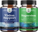 Paquete de suplemento completo de salud de los ojos para adultos para visión Presión de los ojos secos y protección de la luz azul y alta absorción Magnesio Suplemento Completo de magnesio para la digestión de estómago y soporte de orina