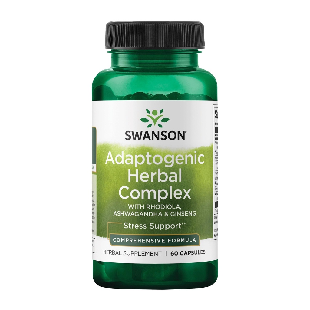 Swanson Rhodiola Ashwagandha Ginseng Complex Energy Immune Function Nervous System Stress Support Adaptogen Herb Suplemento 60 cápsulas