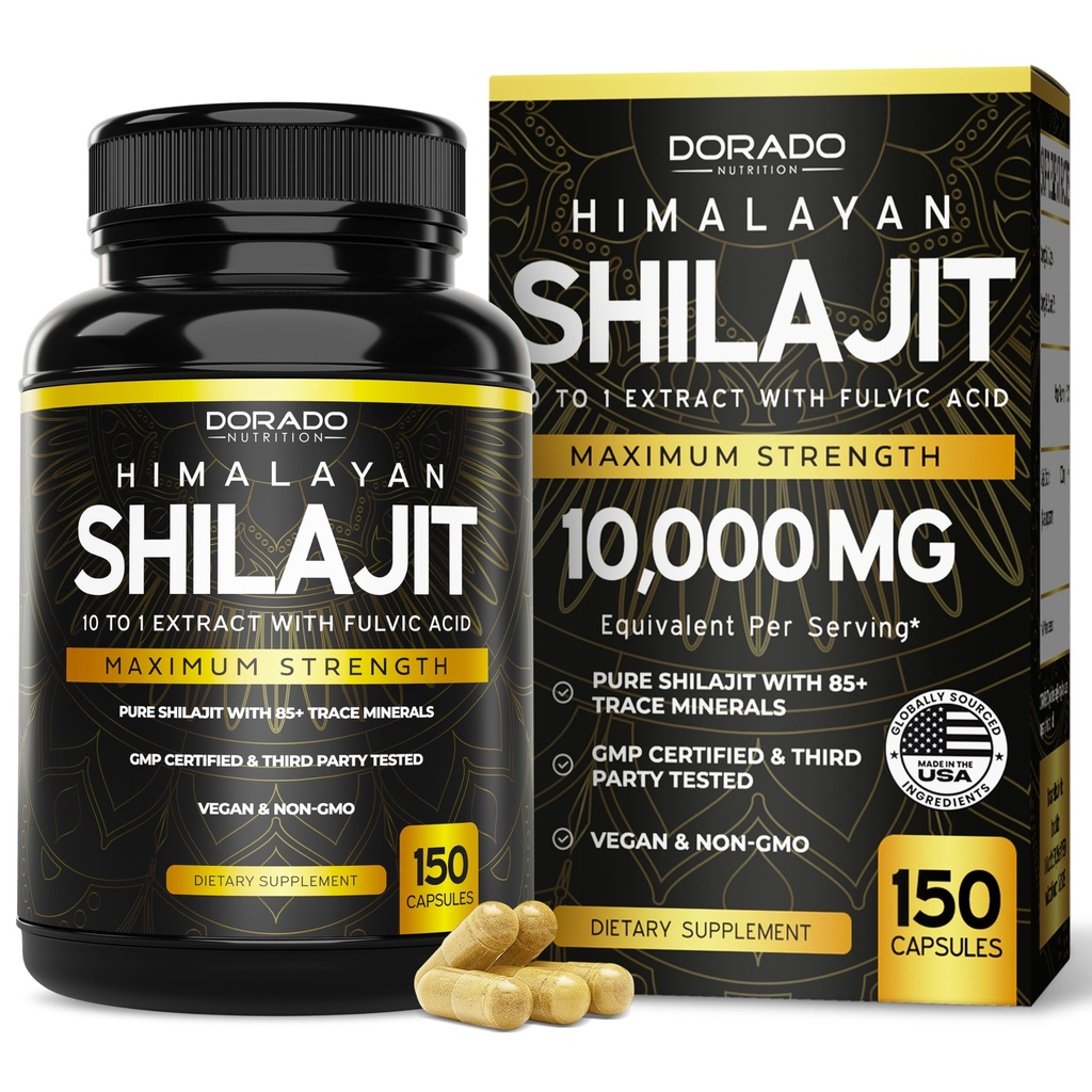 Shilajit Capsules with 85+ Trace Minerals (75 Day Supply, 1000mg Extract per Serving) Himalayan Shilajit for Men ' Women with Fulvic Acid - Third Party Tested Supplement, Non GMO, Vegan &amp; USA Made