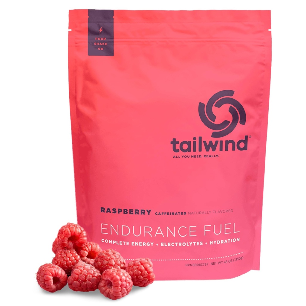 Tailwind Nutrition Endurance Fuel, Carbohydrate &amp; Electrolyte Sports Drink Mix Powder, Gluten-Free, Vegan, Raspberry Buzz, 50 Servings (Caffeinated)