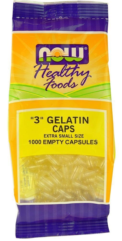 NOW Foods - Gelatin Empty Capsules '3' Size (Extra Small Size) - 1000 Gelcaps