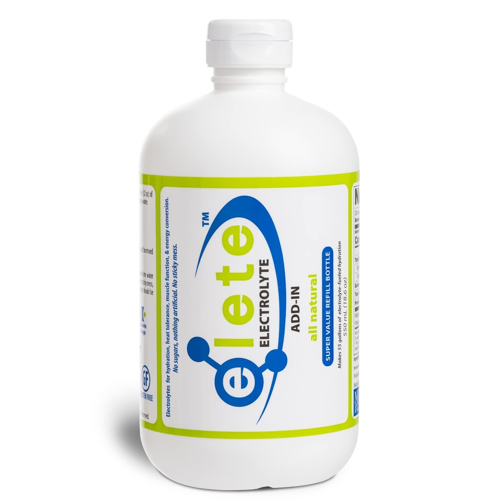 elete Electrolyte Add-in Hydration Drops ¦ Sodium, Magnesium, Potassium & Trace Minerals ← Desarrollado, Todo Natural Silencioso Legislativo y Muscle Cramp Relief ← Transformar cualquier bebida en una bebida deportiva, 18.6oz