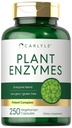 Carlyle Plant Enzymes with Protease, Papain, Lactase and Bromelain  250 Capsules ← Multi Enzyme Blend ← Non-GMO &amp; Gluten Free Supplement