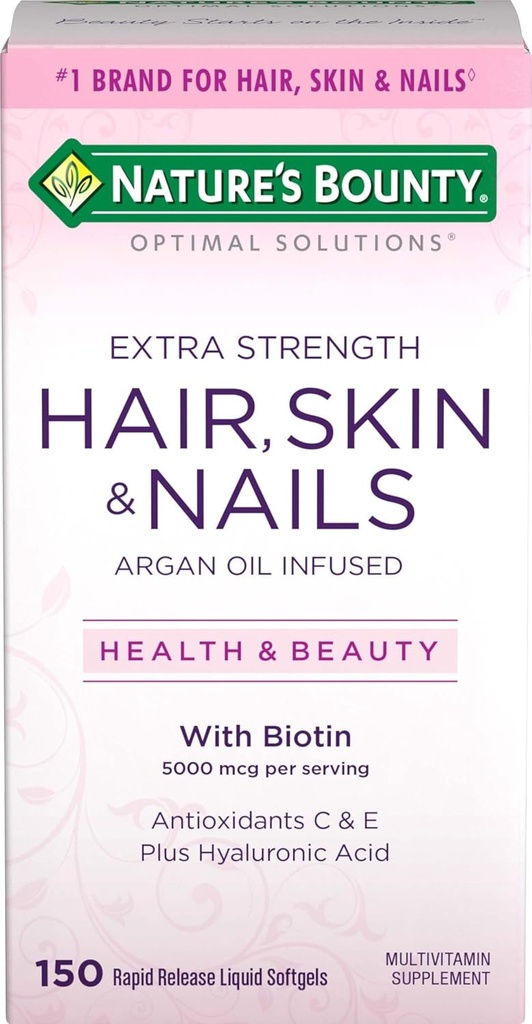 Bounty Optimal Solutions Hair Skin & Nails Extra Strength Softgels, 150 Cuenta
