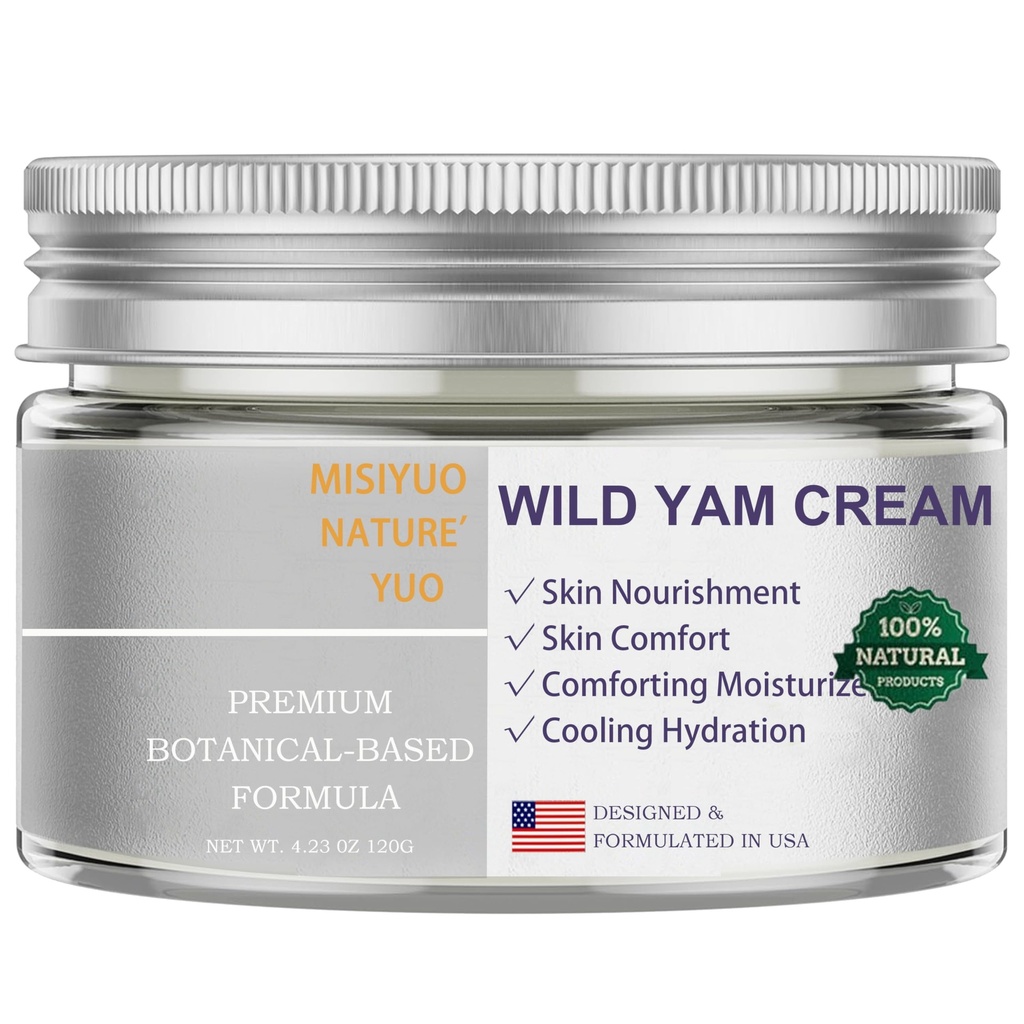 Crema ecológica de Yam silvestre para las mujeres - Cómoda de piel relajante, ingredientes naturales, 120g