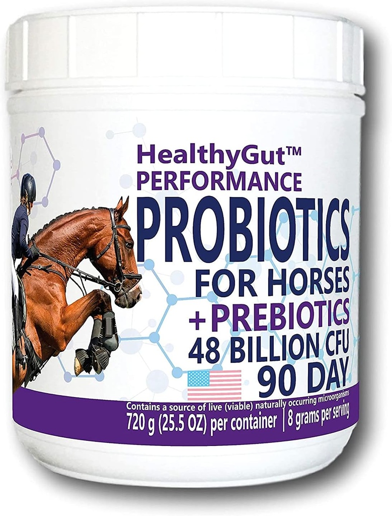 Probióticos saludables para caballos Suplemento dietético, All-Natural Digestive System Performance Formula (90 días)