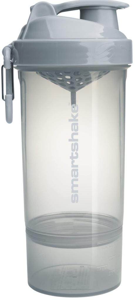 Smartshake O2GO ONE Plastic Protein Shaker Bottle 800 ml  durable 27 oz - Leakproof Screw-on Lid - BPA Gratis – Unisex - Mist Gray