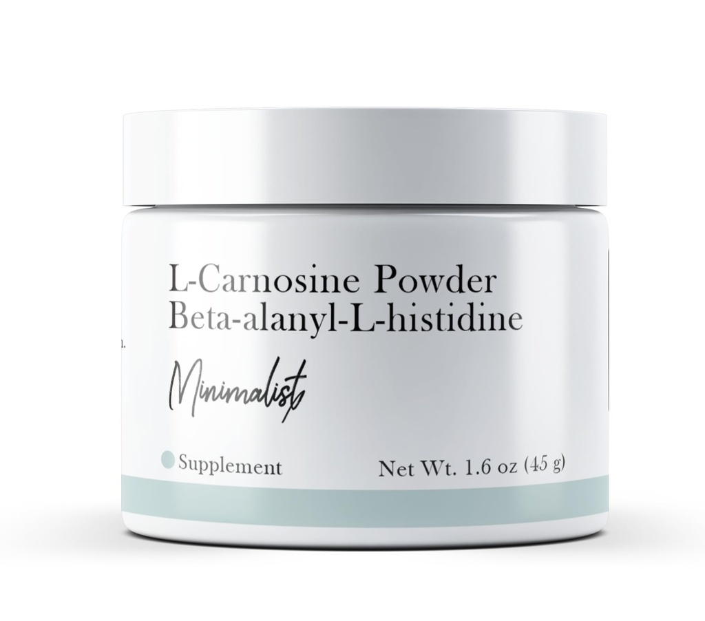 Minimalista L-Carnosine Powder (1.6 oz) No hay aditivos ni artillería, Suplemento dietético, Beta-alanyl-L-histidina