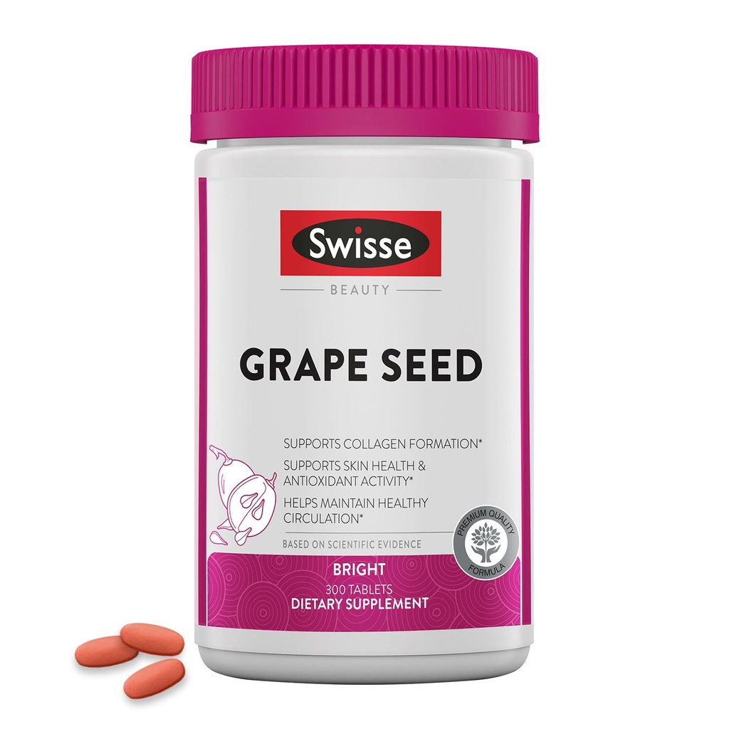 Swisse Grape Seed Extract Capsules Antioxidante Herbal Suplemento  víspera Polifenoles Grapeseed Suplemento + Antioxidante Vitamina C ¦ Promueve la Salud de la Esquía y la Producción de Colágeno