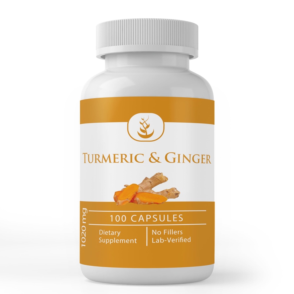 Ingredientes originales puros Curcumin Turmeric " Ginger, (100 capsules) Siempre puros, sin aditivos o explosivos, Lab Verified (100 cápsulas)