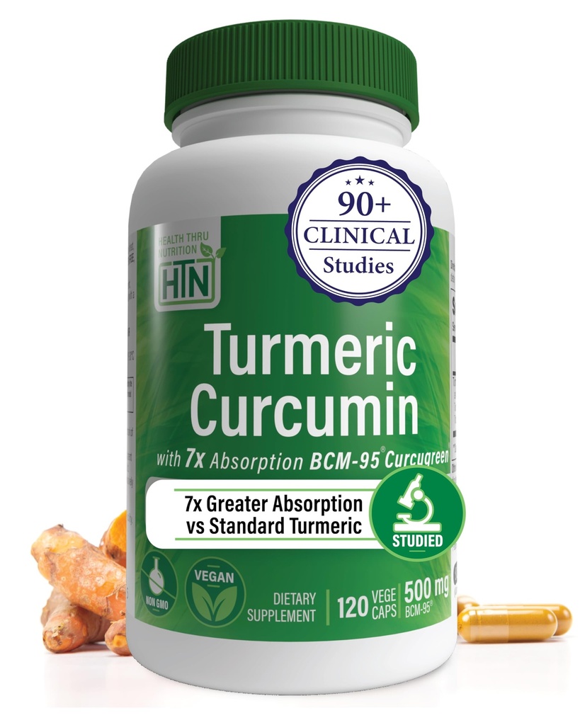 Salud Thru Nutrición Turmeric Curcumin Complejo 500mg Suplemento Silencio como BCM-95 Curcugreen Clínicamente Estudiado Silencio Vegan Certified (Pack of 120)