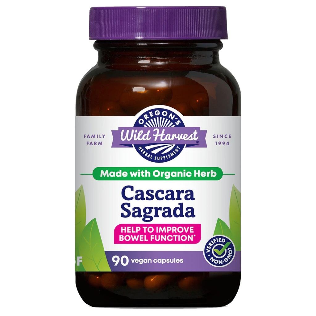 Cascara Sagrada Capsules de la cosecha silvestre de Oregon - Laxante natural vegetal para el alivio del estreñimiento a corto plazo