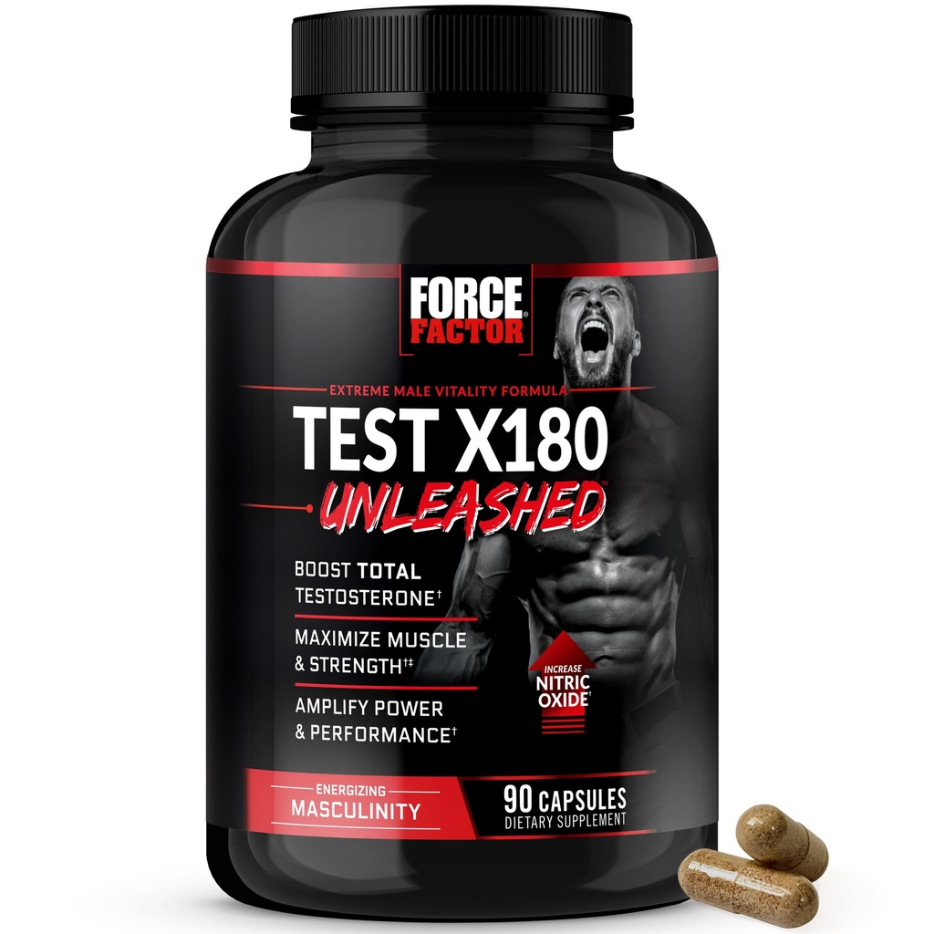 Prueba FACTOR X180 Booster de testosterona sin plomo para hombres para construir músculo, aumentar fuerza y mejorar el rendimiento, testosterona suplemento para la salud de los hombres, 90 cápsulas