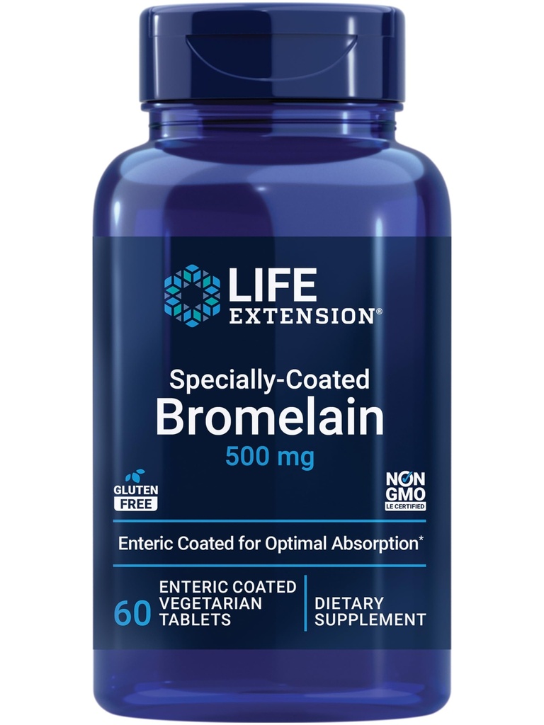 Extensión de vida Bromelaina especialmente preparada, Extracto de piña, Salud Conjunta, Confort Conjunto, Vegetariano, Libre de gluten, No GMO, 500 mg, 60 Tablets computados en ático