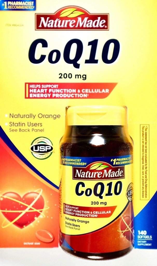 Nature Made Coq10 200 Mg, Naturalmente Naranja, Tamaño del valor,140 Contar Softgels