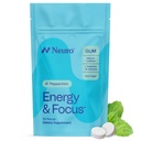 Neuro Energy & Focus Gum - 40mg Natural Caffeine Gum & Nootropic Energy Supplement with L-Theanine &amp; B Vitaminas - Sugar Gratis, Vegan - Peppermint, 90ct