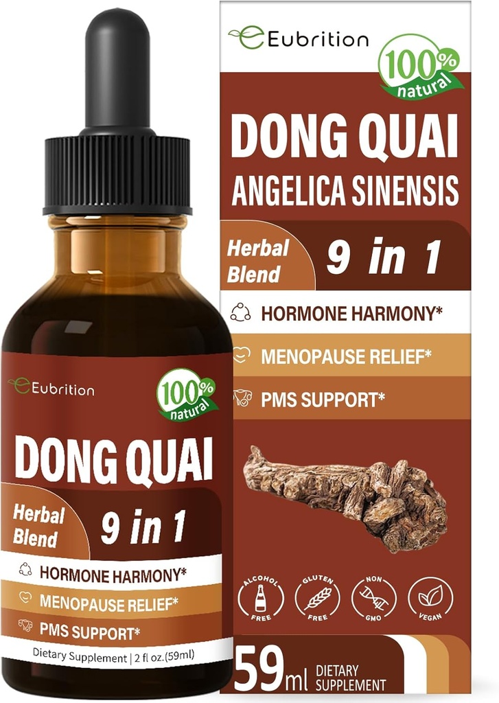 Herbal Tintura, Extracto con Dong Quai, para la armonía hormonal, Alivio de la menopausia " PMS Support. 6 oz-(Apple Flavor)