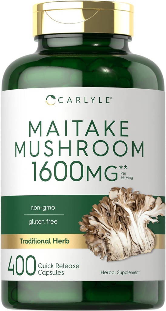 Carlyle Maitake Mushroom Capsules ← 1600mg Silencio 400 Conde ← No-GMO &amp; Gluten Free Extract ← Mushroom Suplemento