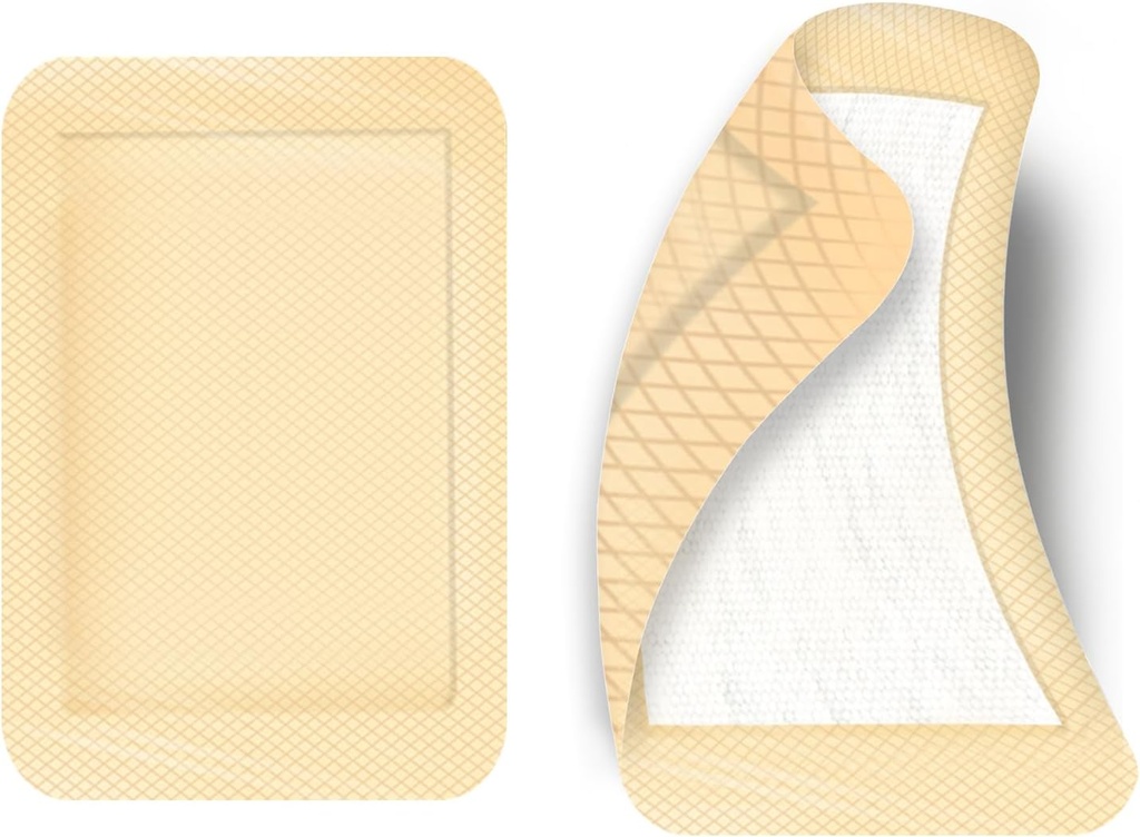 50pcs Grandes Bandages de Adhesivo 4 x 3 pulgadas Elastic Adhesive Wound Dressing Bandage Grande Wound First Aid Bandages, Skin Color