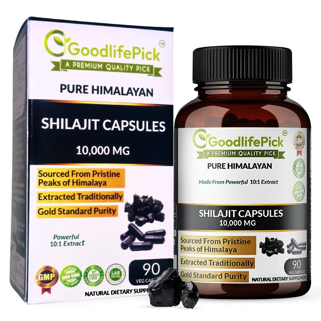 Pure Himalayan Shilajit Capsules. Maximum Strength Natural Shilajit Rich in Trace Mineral & Fulvic Acid. Alto Altitude Sourcing. Vegan NonGMO 90ct. Extracto Tradicionalmente Sin Stearate No Rice Flour