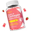 Collagen Gummies for Women Men, Women Over 50, Collagen Peptides Protein Tipo I,II,III,V,X with Biotin Keratin Vitamina C A D E B12 K2 for Skin Hair Nails Immunity Energy 60 Strawberry Flavored Gummies