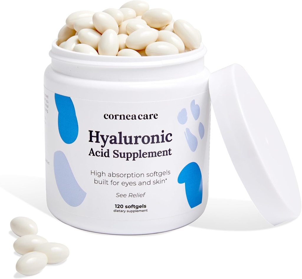 CorneaCare High Absorption Hyaluronic Acid ← Hialuronic Acid Suplementos ← Hidration Tablets ← Anti Aging Suplemento TENIDO Vitaminas Ojos TENIDO Ojos Suplementos Ø 120 Softgels