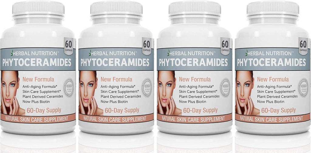 Fitocerámides de Nutrición Herbal Basado en Vitamina A C D y E, 4 Botella Pack 40 mg