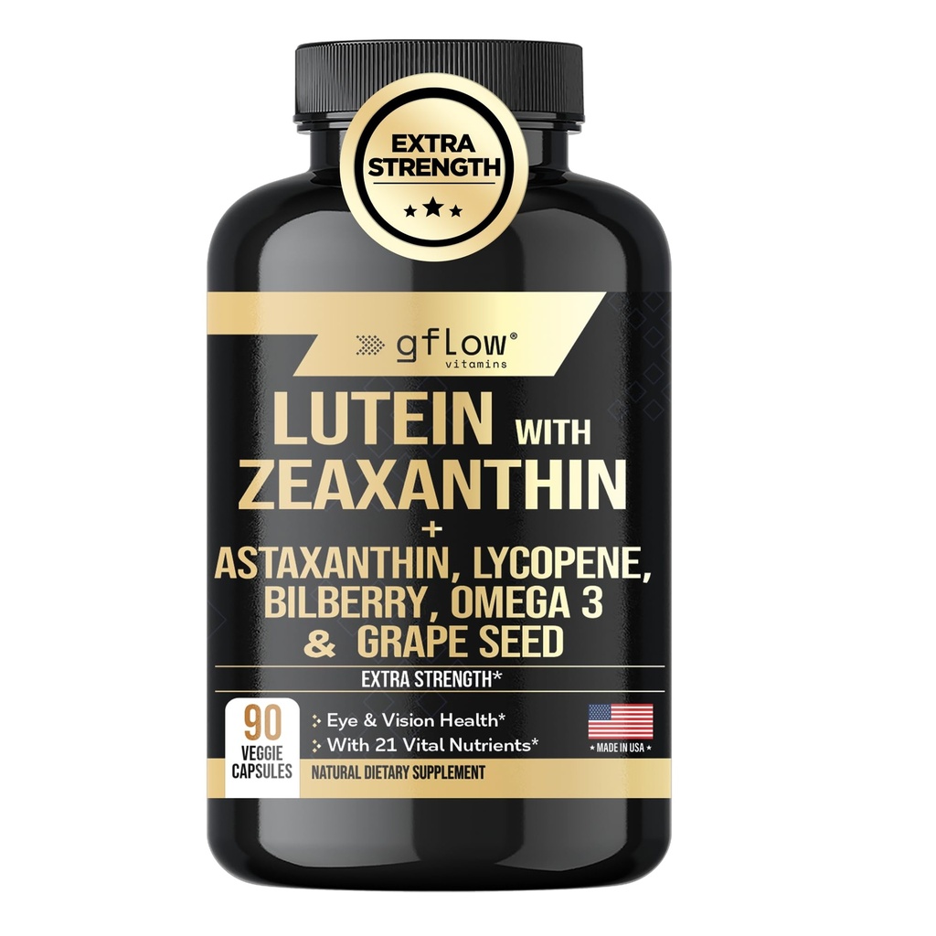 Suplementos de Lutein y Zeaxanthin - Vitaminas Oculares Avanzadas con Astaxanthin, Omega 3, Resveratrol, Bilberry, Lycopene, Quercetin, Ginkgo Biloba, Vitamina D ¦ Visión de la Salud Única