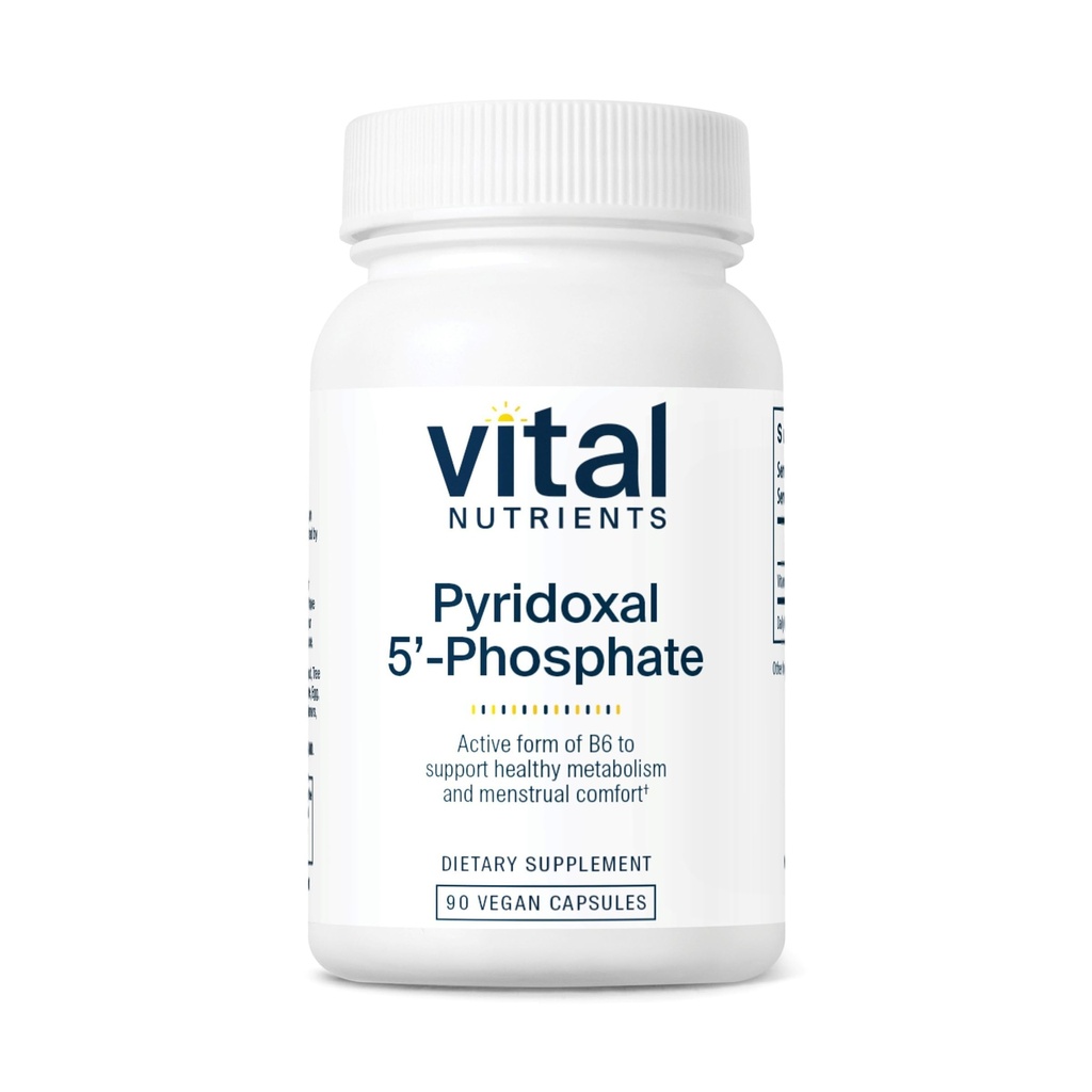 Nutrientes vitales Pyridoxal-5 Phosphate ANTE Activated Vitamin B6 Silencio Methylated B6 for Metabolism, PMS, and Menstrual Support* ← High-Potency P5P Supplement TEN Gluten, Dairy, Soy Free TEN 90 Capsules