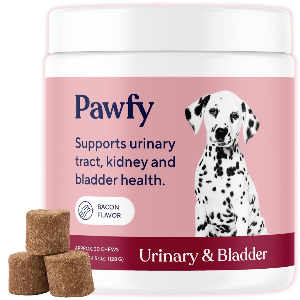 Perro de Pawfy UTI Suplemento ¦ Cranberry & D-Mannose for Urinary Tract &amp; Bladder Health TEN Ideal para perros mayores TEN Urinary Tract Infection Control TEN Dog Vitamins and Supplements - 30 Chews