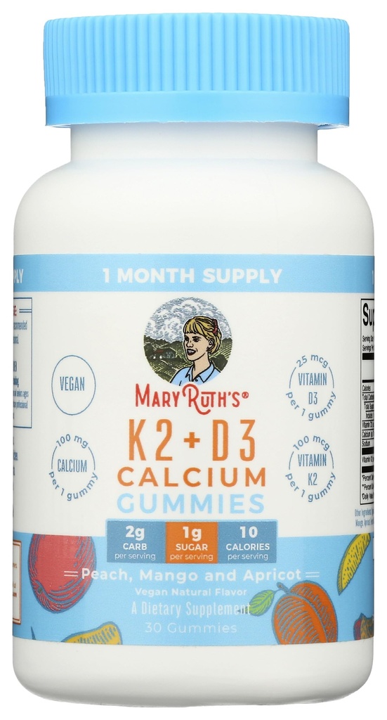 Vitamina K2 &amp; D3 + Gummies de calcio, 30 Ct
