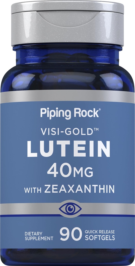 Piping Rock Lutein with Zeaxanthin 40mg  90 Softgels ← Salud Ocular Suplemento de Marigold Extract Silencio No Gluten Free
