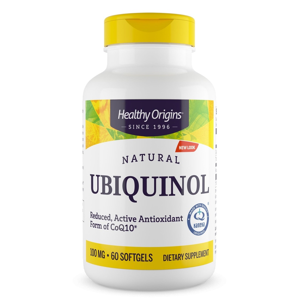 Orígenes saludables Ubiquinol 100 mg (Kaneka QH, Non-GMO, Gluten Free, Heart Support, Energy Support), 60 Softgels