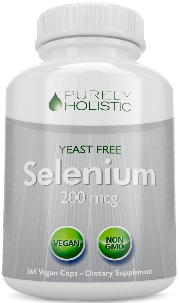 Selenium 200mcg - 365 Vegan Capsules no Tablets - Pure &amp; Yeast Free L-Selenomethionine for Improved Absorption - Thyroid, Heart, and Immune System Support - Antioxidant Trace Mineral - Made in USA