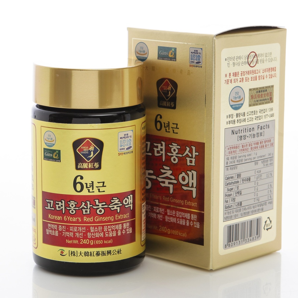 240g(8.5oz), 100% Pure Korean 6years Root Red Ginseng Extra, Saponin, Panax